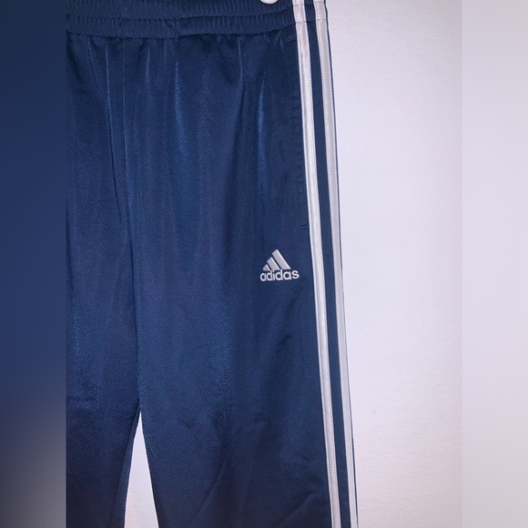Adidas Youth Boys Large 14 - 16 Stripe Navy Jogger Trackpants - Picture 4 of 14